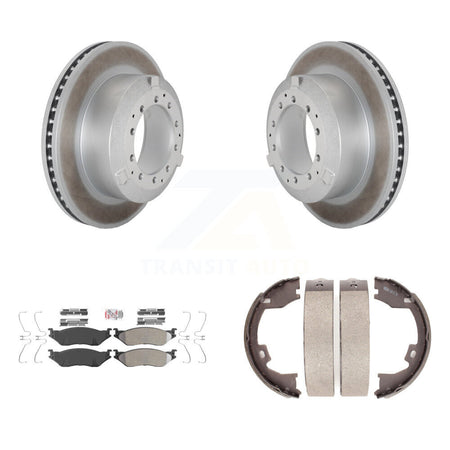Rear Disc Coated Rotors Semi-Metallic Pads Parking Shoes Kit For Ford F-450 Super Duty IC KGA-106644