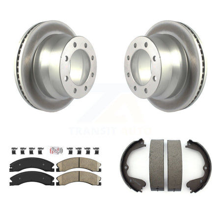 Rear Disc Coated Rotors Ceramic Pads And Parking Shoes Kit For Chevrolet Express 3500 GMC KGA-106645
