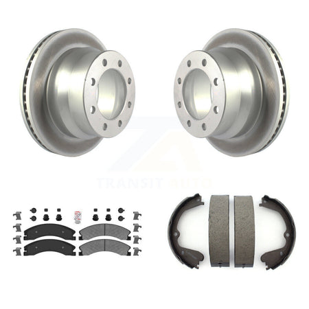 Rear Disc Coated Rotors Semi-Metallic Pads & Parking Shoes Kit For Chevrolet Express 3500 KGA-106647