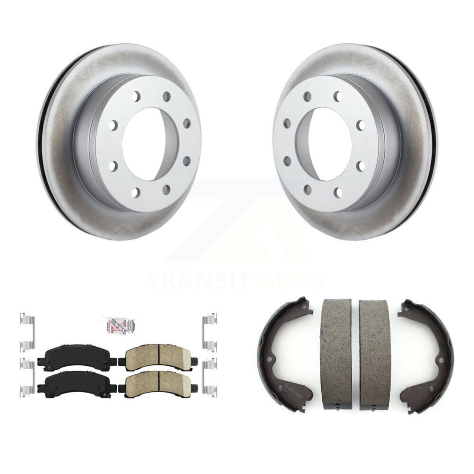 Rear Disc Coated Rotors Ceramic Pads Parking Shoes Kit For 12 GMC Savana 3500 Cutaway Van KGA-106649