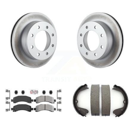 Rear Disc Coated Rotors Semi-Metallic Pads & Parking Brake Shoes Kit For GMC Savana 3500 KGA-106650