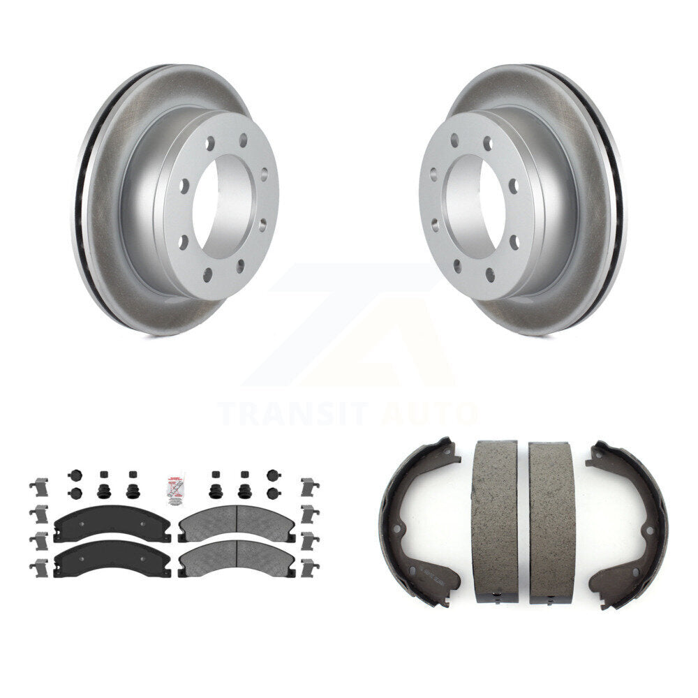 Rear Disc Coated Rotors Semi-Metallic Pads & Parking Shoes Kit For Chevrolet Express 4500 KGA-106655