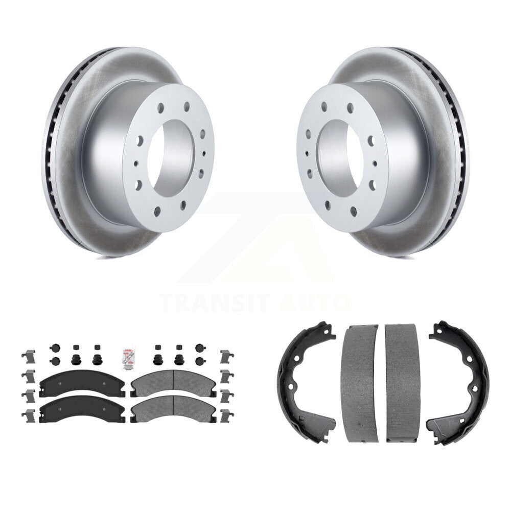 Rear Disc Coated Rotors Semi-Metallic Pads Parking Shoes Kit For GMC Sierra 2500 HD 3500 KGA-106660