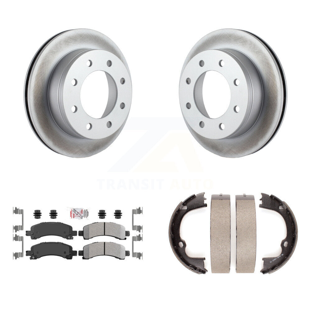 Rear Disc Coated Rotors Semi-Metallic Pads & Parking Shoes Kit For Chevrolet Express 2500 KGA-106663