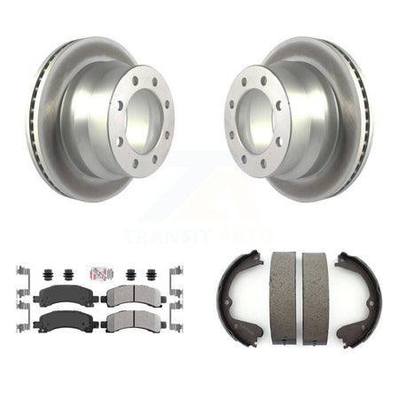 Rear Disc Coated Rotors Semi-Metallic Pads & Parking Shoes Kit For Chevrolet Express 4500 KGA-106665