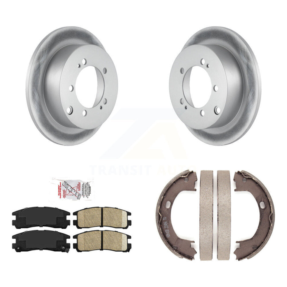Rear Disc Coated Rotors Ceramic Pads Parking Brake Shoes Kit For Mitsubishi Eclipse Dodge KGA-106666