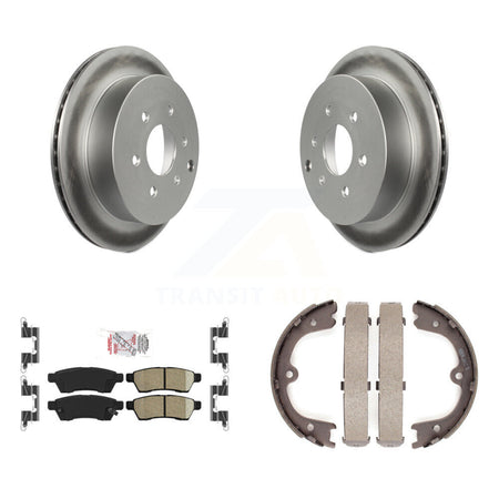 Rear Disc Coated Rotors Ceramic Pads & Parking Brake Shoes Kit For Nissan Frontier Xterra KGA-106667