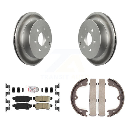 Rear Disc Coated Rotors Ceramic Pads & Parking Brake Shoes Kit For Nissan Frontier Xterra KGA-106668