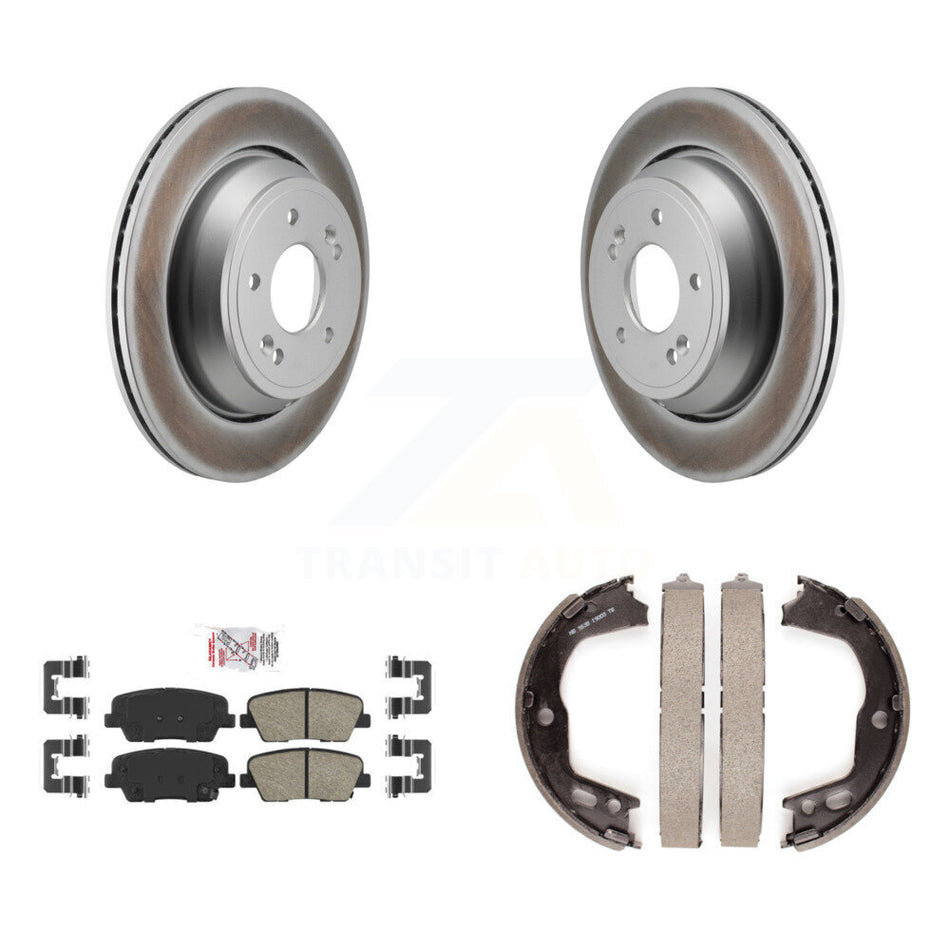 Rear Disc Coated Rotors Ceramic Pads Parking Brake Shoes Kit For 2011-2013 Hyundai Equus KGA-106672