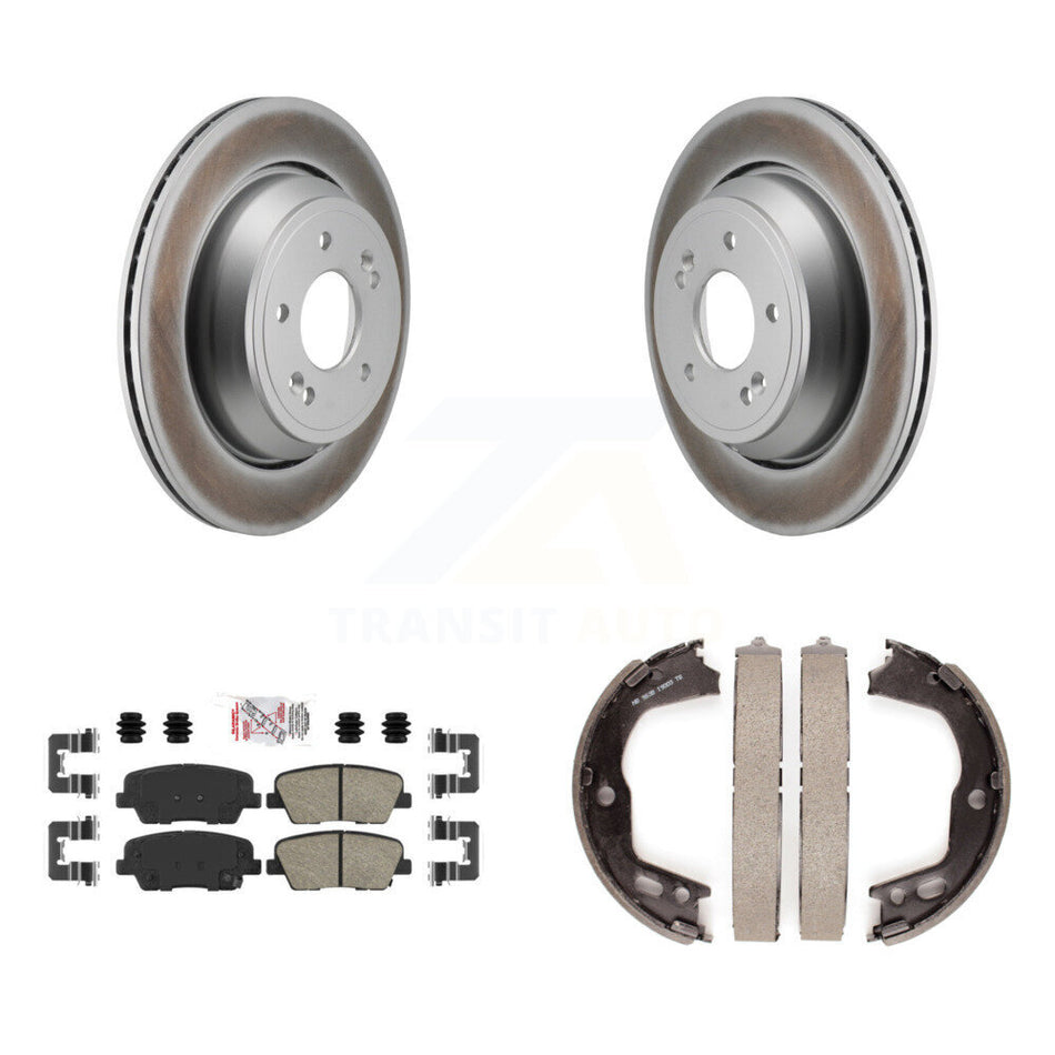 Rear Disc Coated Rotors Ceramic Pads Parking Brake Shoes Kit For 2011-2013 Hyundai Equus KGA-106673