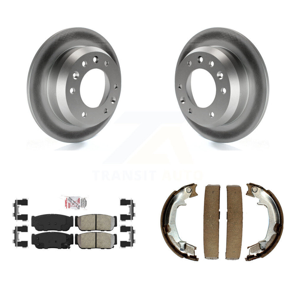 Rear Disc Coated Rotors Semi-Metallic Pads & Parking Shoes Kit For Hyundai Entourage Kia KGA-106678