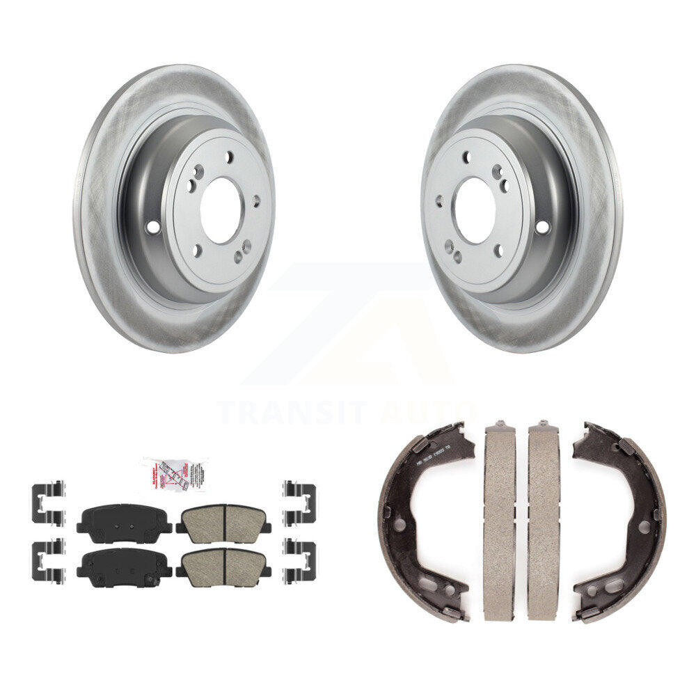 Rear Disc Coated Rotors Ceramic Pads And Parking Brake Shoes Kit For Hyundai Genesis KGA-106679