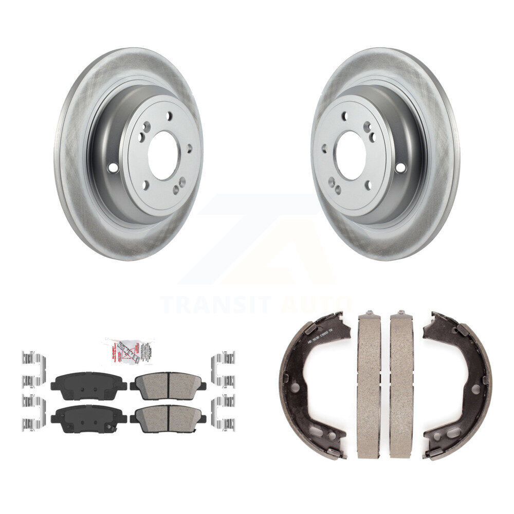 Rear Disc Coated Rotors Ceramic Pads And Parking Brake Shoes Kit For Hyundai Genesis KGA-106681