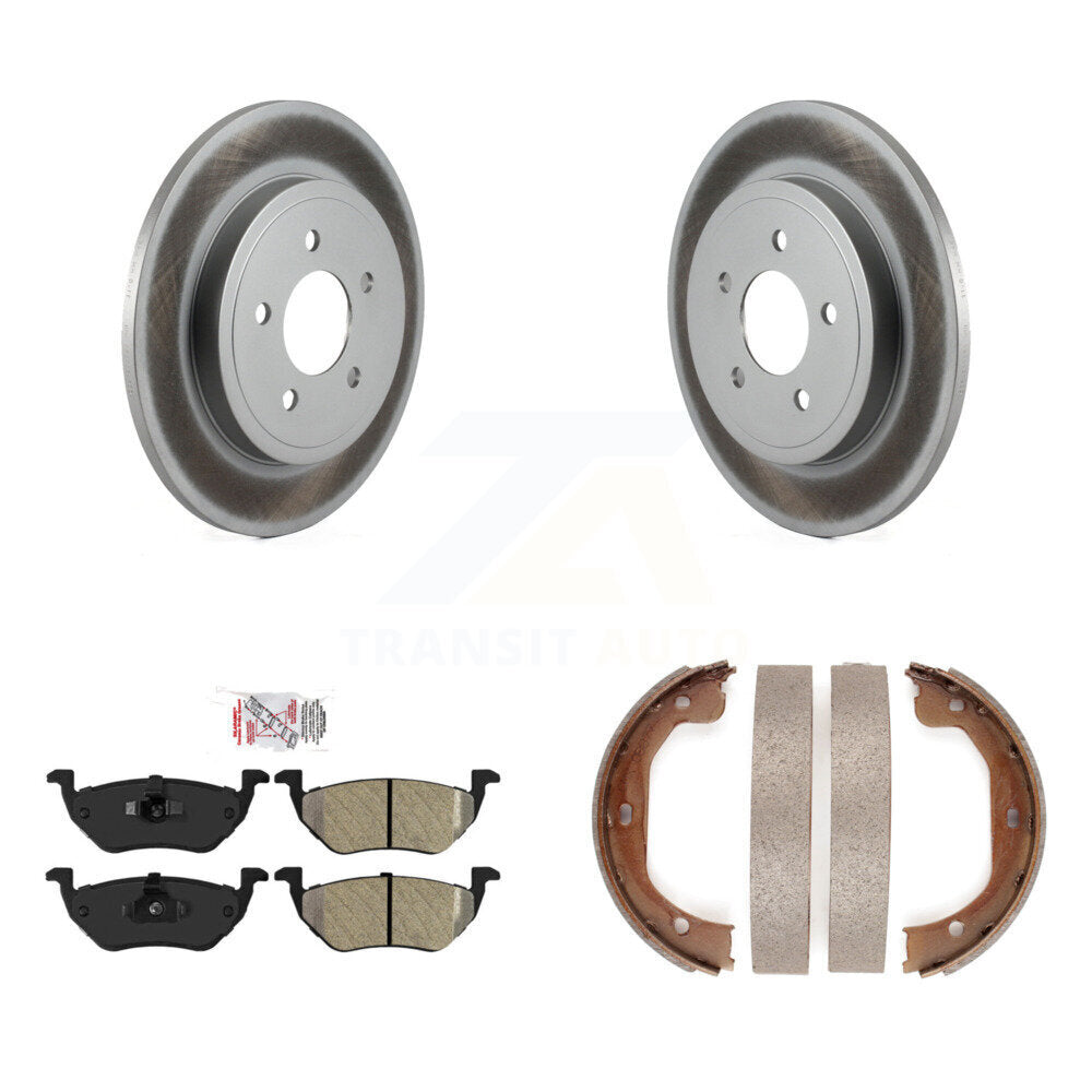 Rear Disc Coated Rotors Semi-Metallic Pads Parking Brake Shoes Kit For Ford Escape Mazda KGA-106682
