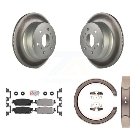 Rear Disc Coated Rotors Semi-Metallic Pads Parking Shoes Kit For Chevrolet GMC Sierra XL KGA-106683