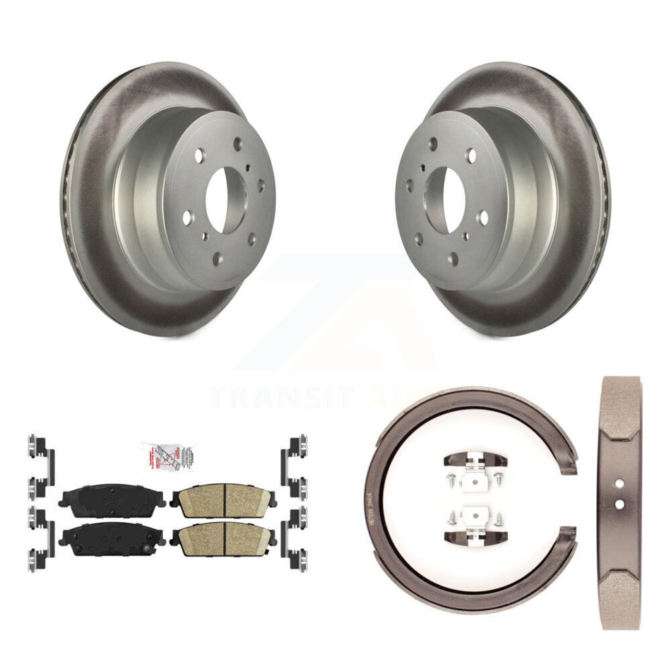 Rear Disc Coated Rotors Ceramic Pads & Parking Shoes Kit For Chevrolet GMC Sierra 1500 XL KGA-106684