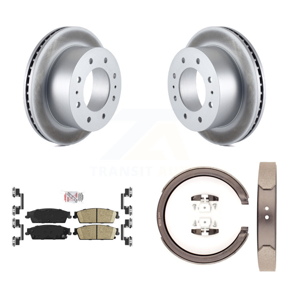 Rear Disc Coated Rotors Ceramic Pads Parking Brake Shoes Kit For Chevrolet Silverado 1500 KGA-106686