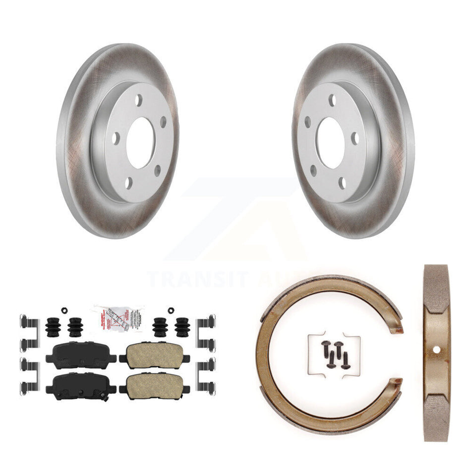 Rear Disc Coated Rotors Ceramic Pads And Parking Brake Shoes Kit For Chevrolet Impala KGA-106687