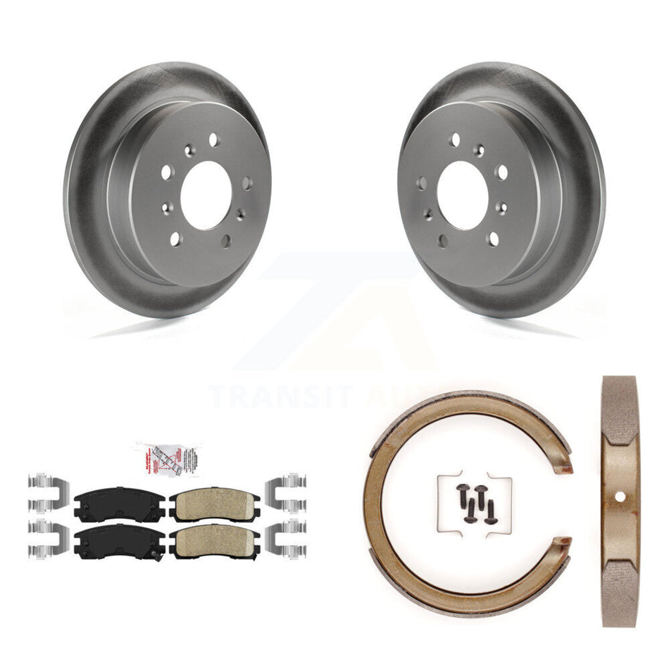 Rear Disc Coated Rotors Ceramic Pads Parking Shoes Kit For Chevrolet Impala Pontiac Grand KGA-106689