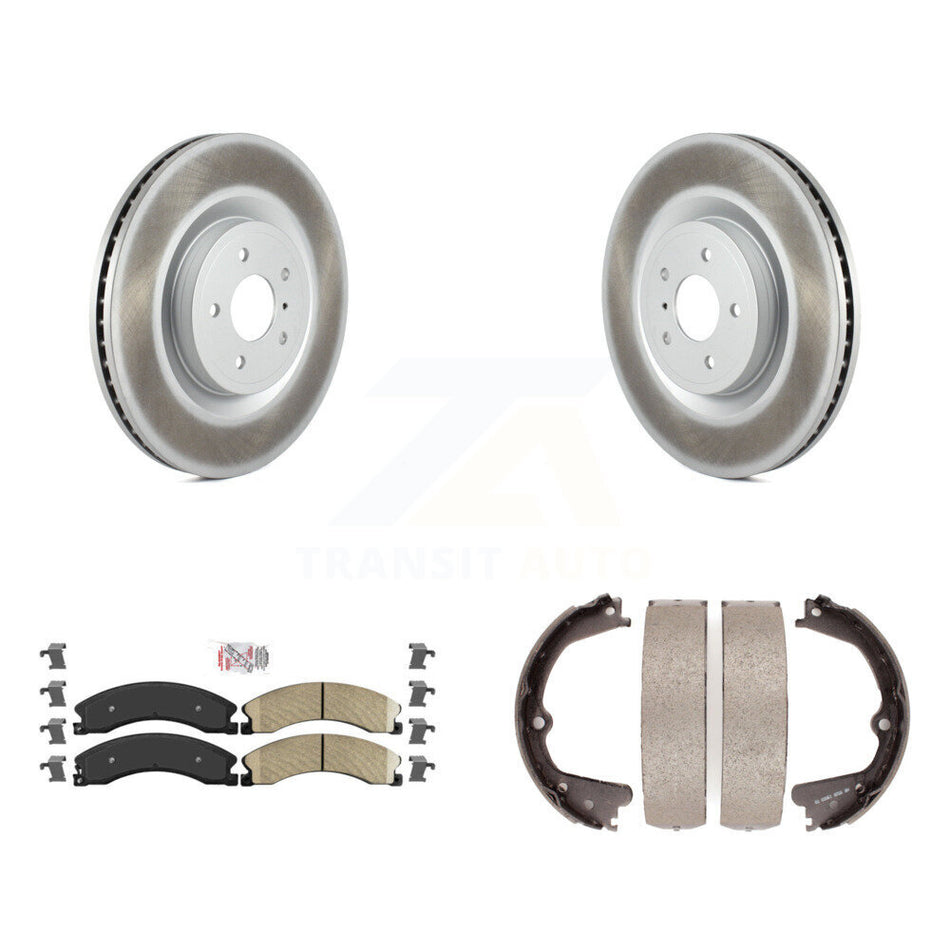 Rear Disc Coated Rotors Ceramic Pads & Parking Shoes Kit For Nissan NV2500 NV3500 NV1500 KGA-106694