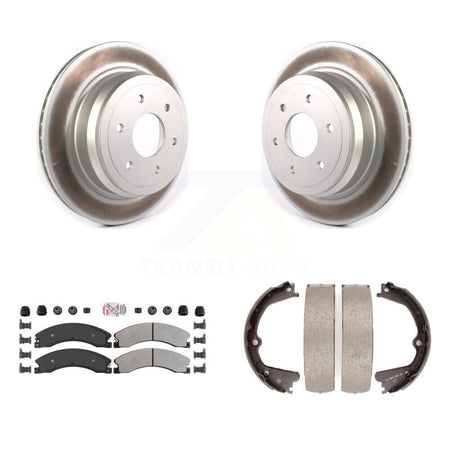 Rear Disc Coated Rotors Semi-Metallic Pads & Parking Shoes Kit For 16-19 Nissan TITAN XD KGA-106697