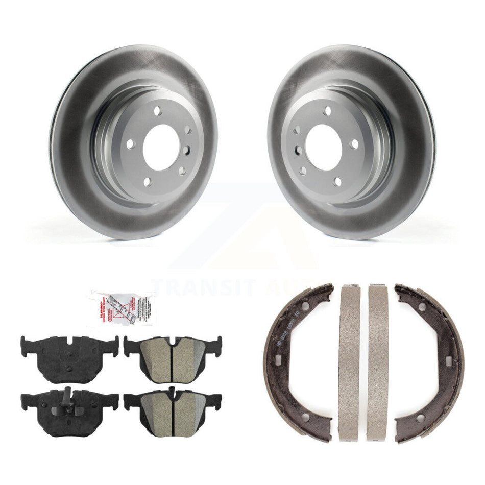 Rear Disc Coated Rotors Semi-Metallic Pads Parking Shoes Kit For BMW X1 335i xDrive 335xi KGA-106705
