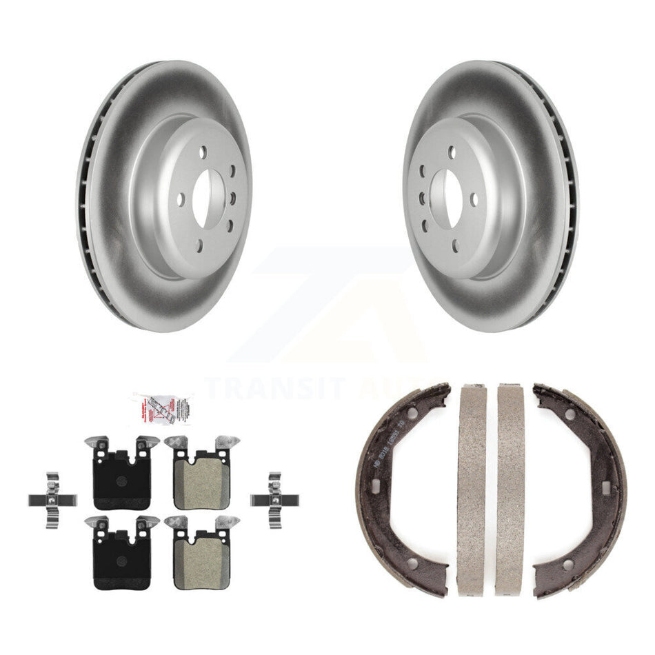 Rear Disc Coated Rotors Semi-Metallic Pads Parking Shoes Kit For BMW 328i xDrive 330i GT KGA-106709