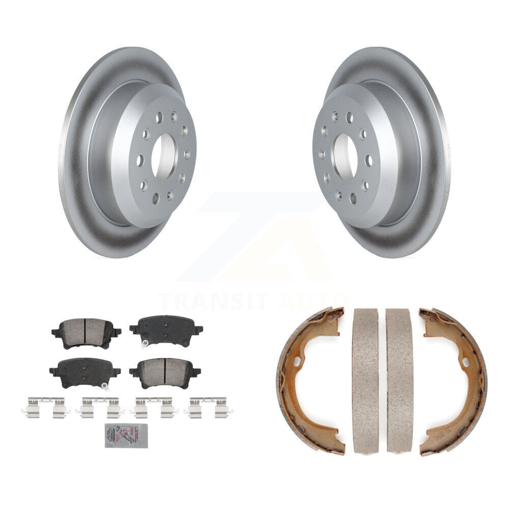 Rear Disc Coated Rotors Ceramic Pads And Parking Brake Shoes Kit For Jeep Wrangler KGA-106712