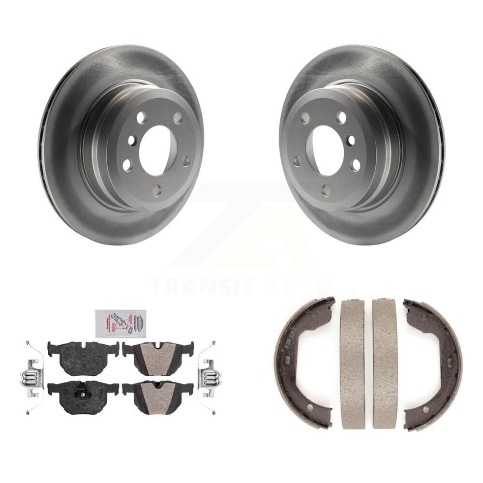 Rear Disc Coated Rotors Semi-Metallic Pads And Parking Brake Shoes Kit For BMW X5 X6 KGA-106713