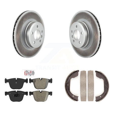 Rear Disc Coated Rotors Semi-Metallic Pads And Parking Brake Shoes Kit For BMW X5 X6 KGA-106714