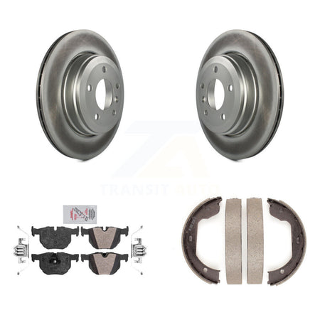 Rear Disc Coated Rotors Semi-Metallic Pads Parking Brake Shoes Kit For BMW 530i 525i 528i KGA-106715