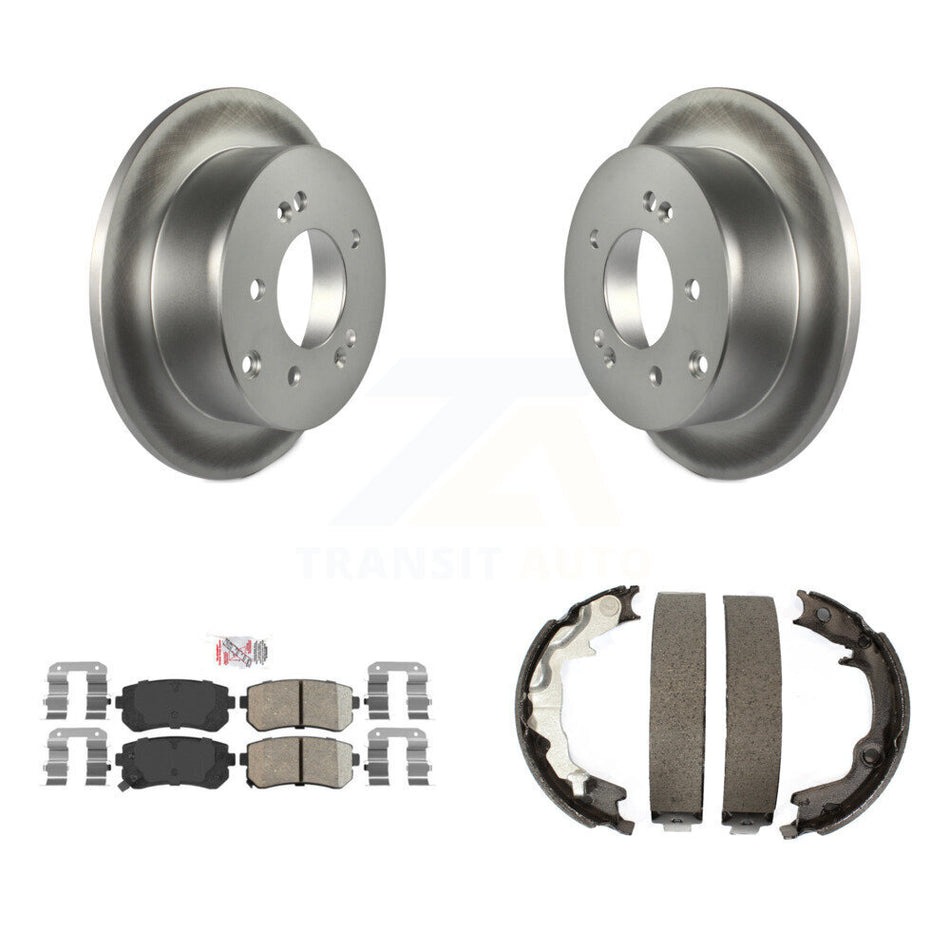 Rear Disc Coated Rotors Ceramic Pads Parking Brake Shoes Kit For 2010-2013 Kia Forte Koup KGA-106727