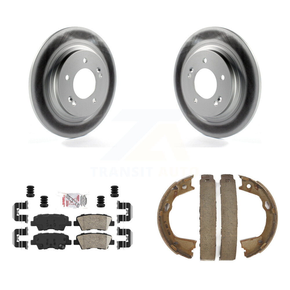Rear Disc Coated Rotors Ceramic Pads And Parking Brake Shoes Kit For Hyundai Sonata Azera KGA-106731