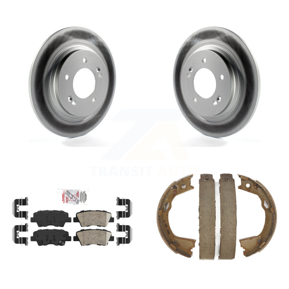 Rear Disc Coated Rotors Ceramic Pads And Parking Brake Shoes Kit For Hyundai Sonata Azera KGA-106733