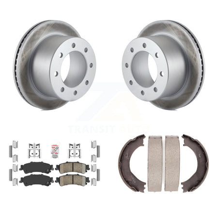 Rear Disc Coated Rotors Ceramic Pads And Parking Brake Shoes Kit For 2001 GMC Sierra 3500 KGA-106746