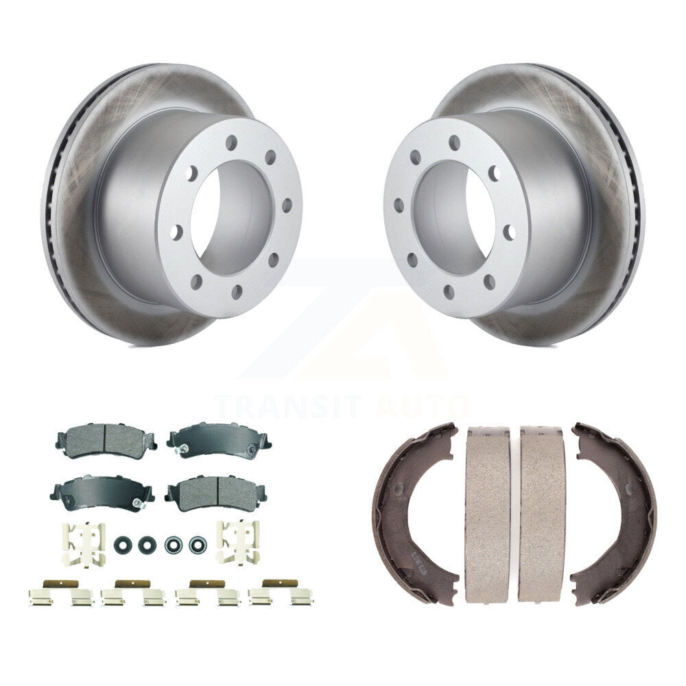 Rear Disc Coated Rotors Semi-Metallic Pads And Parking Shoes Kit For 2001 GMC Sierra 3500 KGA-106747