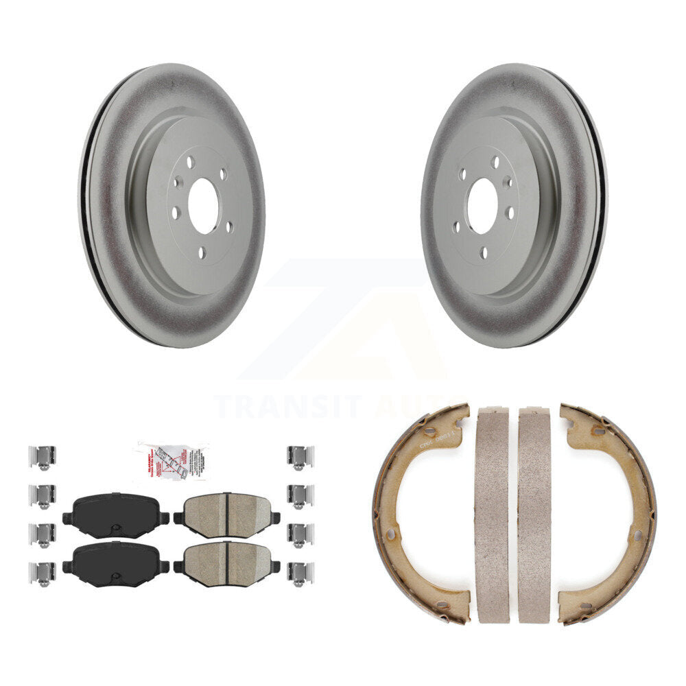 Rear Disc Coated Rotors Ceramic Pads And Parking Brake Shoes Kit For Lincoln MKT KGA-106750