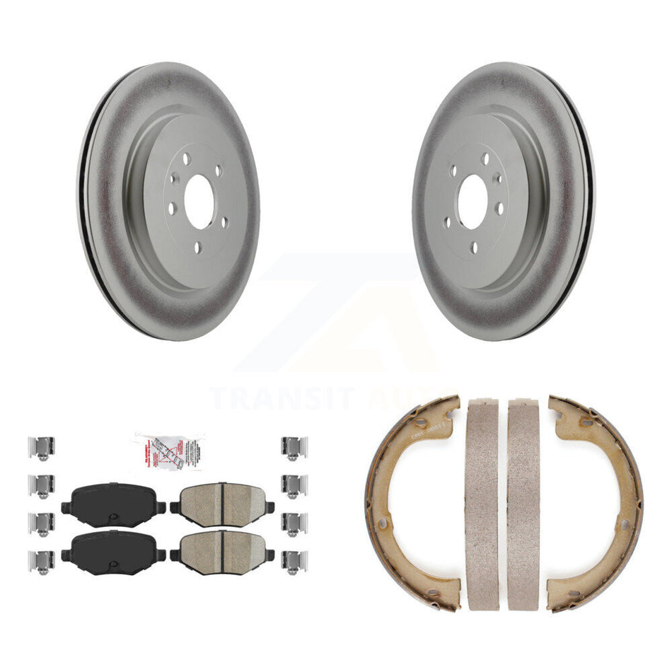 Rear Disc Coated Rotors Ceramic Pads And Parking Brake Shoes Kit For Lincoln MKT KGA-106750