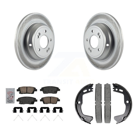 Rear Disc Coated Rotors Ceramic Pads & Parking Shoes Kit For 18-20 Genesis G80 3.8L 5.0L KGA-106752