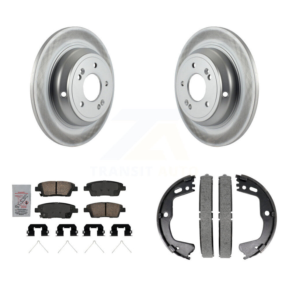 Rear Disc Coated Rotors Ceramic Pads & Parking Shoes Kit For 18-20 Genesis G80 3.8L 5.0L KGA-106752
