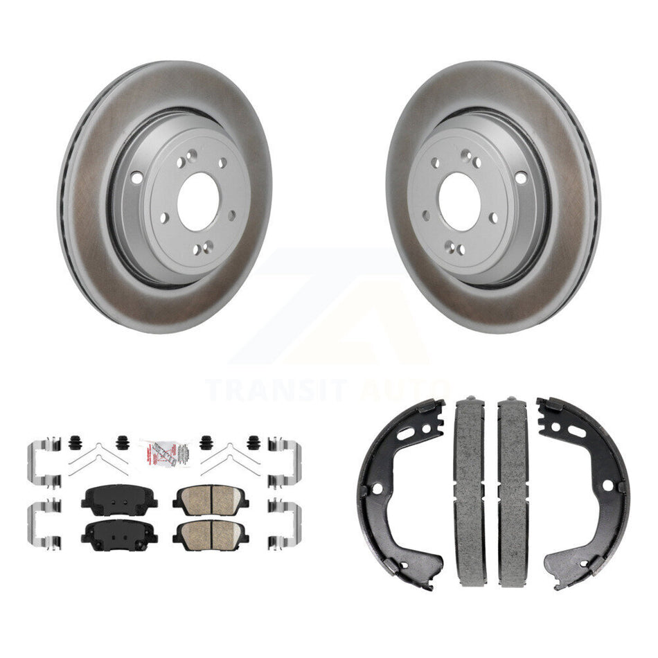 Rear Disc Coated Rotors Ceramic Pads And Parking Shoes Kit For 2018-2020 Genesis G80 3.3L KGA-106754