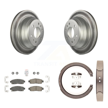 Rear Disc Coated Rotors Ceramic Pads & Parking Shoes Kit For Chevrolet GMC Trailblazer XL KGA-106758