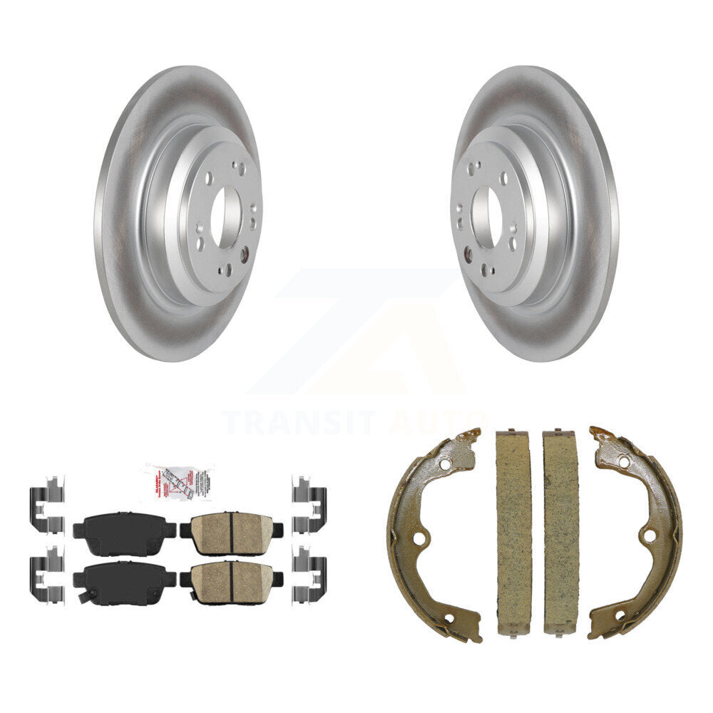 Rear Disc Coated Rotors Ceramic Pads And Parking Brake Shoes Kit For 2009-2014 Acura TL KGA-106759