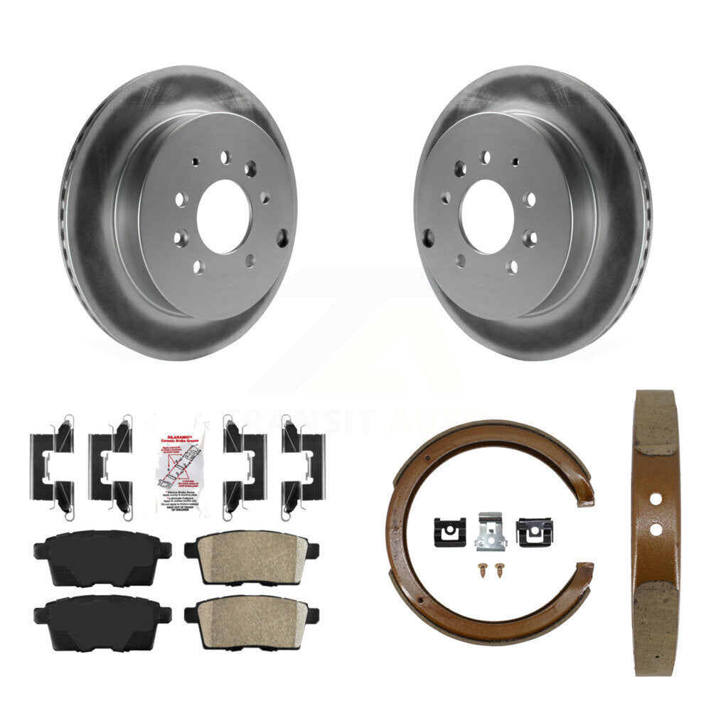 Rear Disc Coated Rotors Ceramic Pads & Parking Shoes Kit For Ford Edge Mazda CX-7 Lincoln KGA-106763
