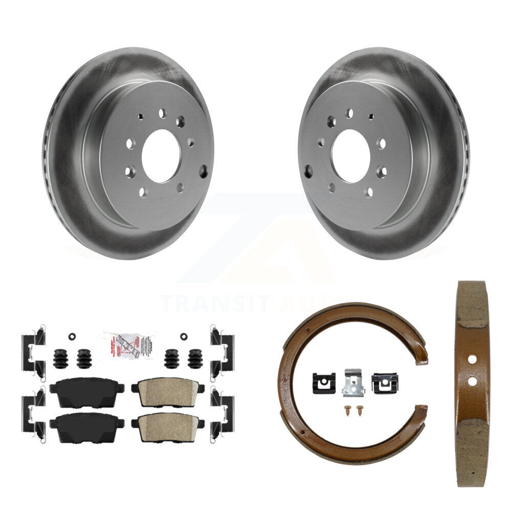 Rear Disc Coated Rotors Ceramic Pads & Parking Shoes Kit For Ford Edge Mazda CX-7 Lincoln KGA-106764