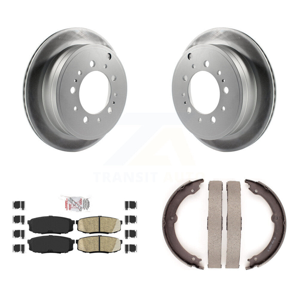 Rear Disc Coated Rotors Ceramic Pads & Parking Shoes Kit For Toyota Tundra Sequoia Lexus KGA-106765