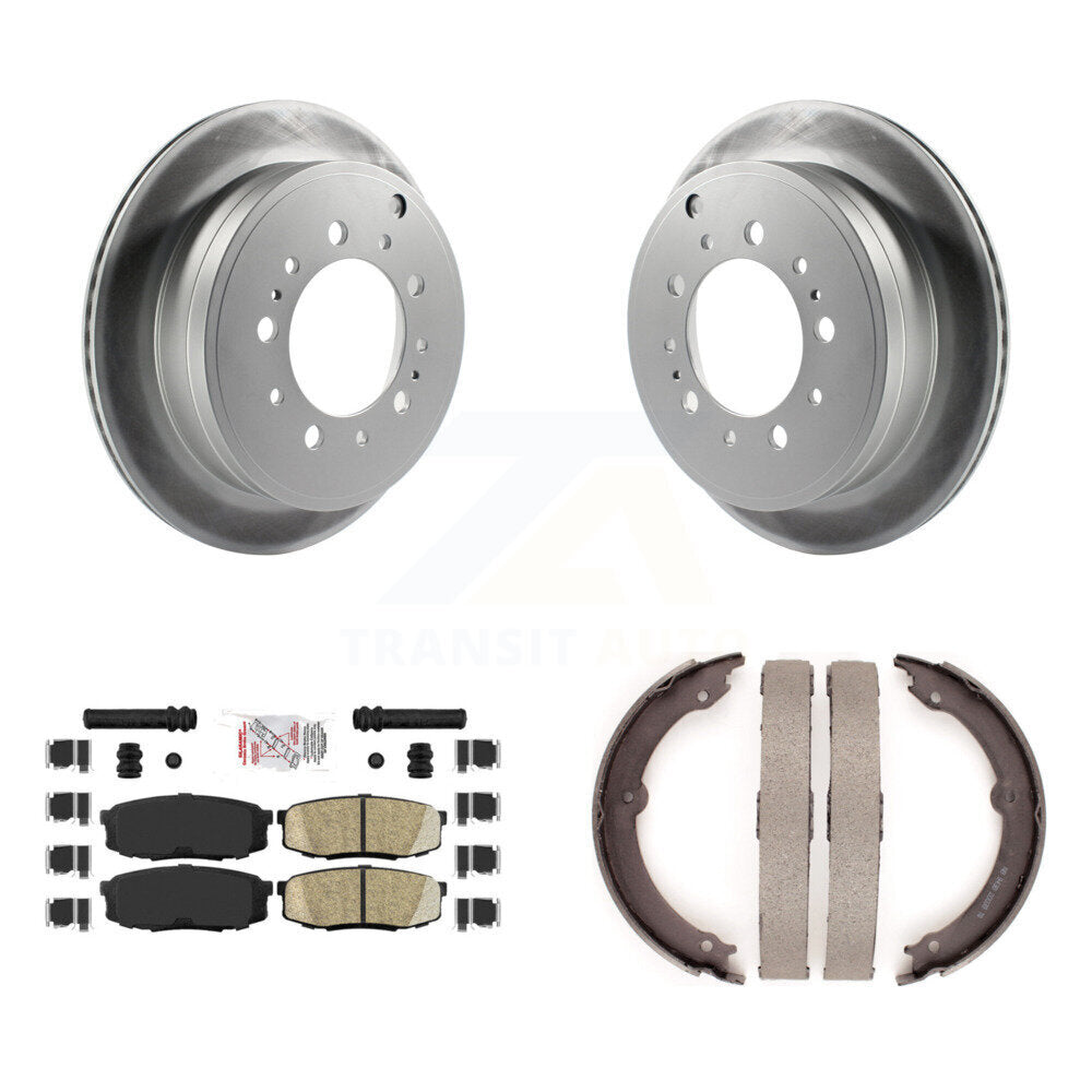 Rear Disc Coated Rotors Ceramic Pads & Parking Shoes Kit For Toyota Tundra Sequoia Lexus KGA-106766