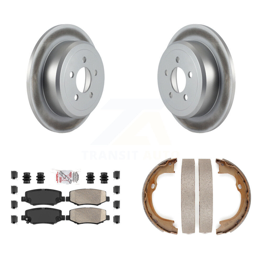 Rear Disc Coated Rotors Ceramic Pads Parking Brake Shoes Kit For Jeep Liberty Dodge Nitro KGA-106770