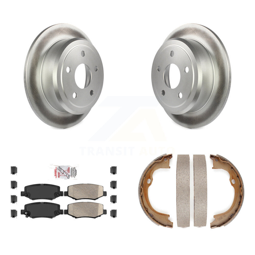 Rear Disc Coated Rotors Ceramic Pads And Parking Brake Shoes Kit For Jeep Wrangler JK KGA-106771