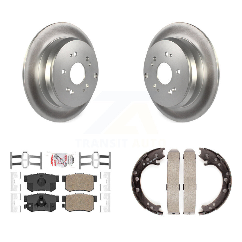 Rear Disc Coated Rotors Ceramic Pads And Parking Brake Shoes Kit For Honda CR-V Acura RDX KGA-106775